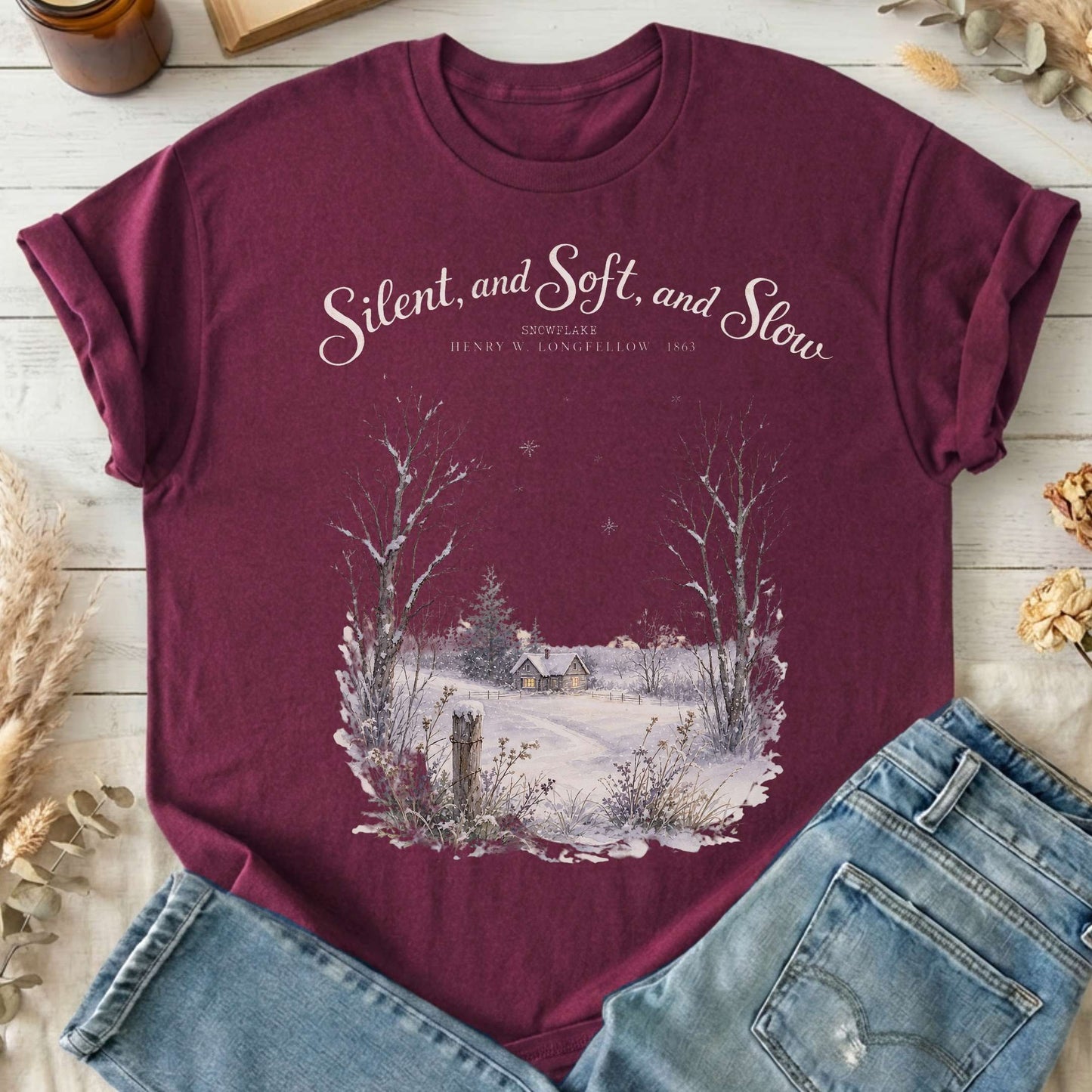 Silent and Soft, and Slow Henry Wadsworth Longfellow Literary T-Shirt