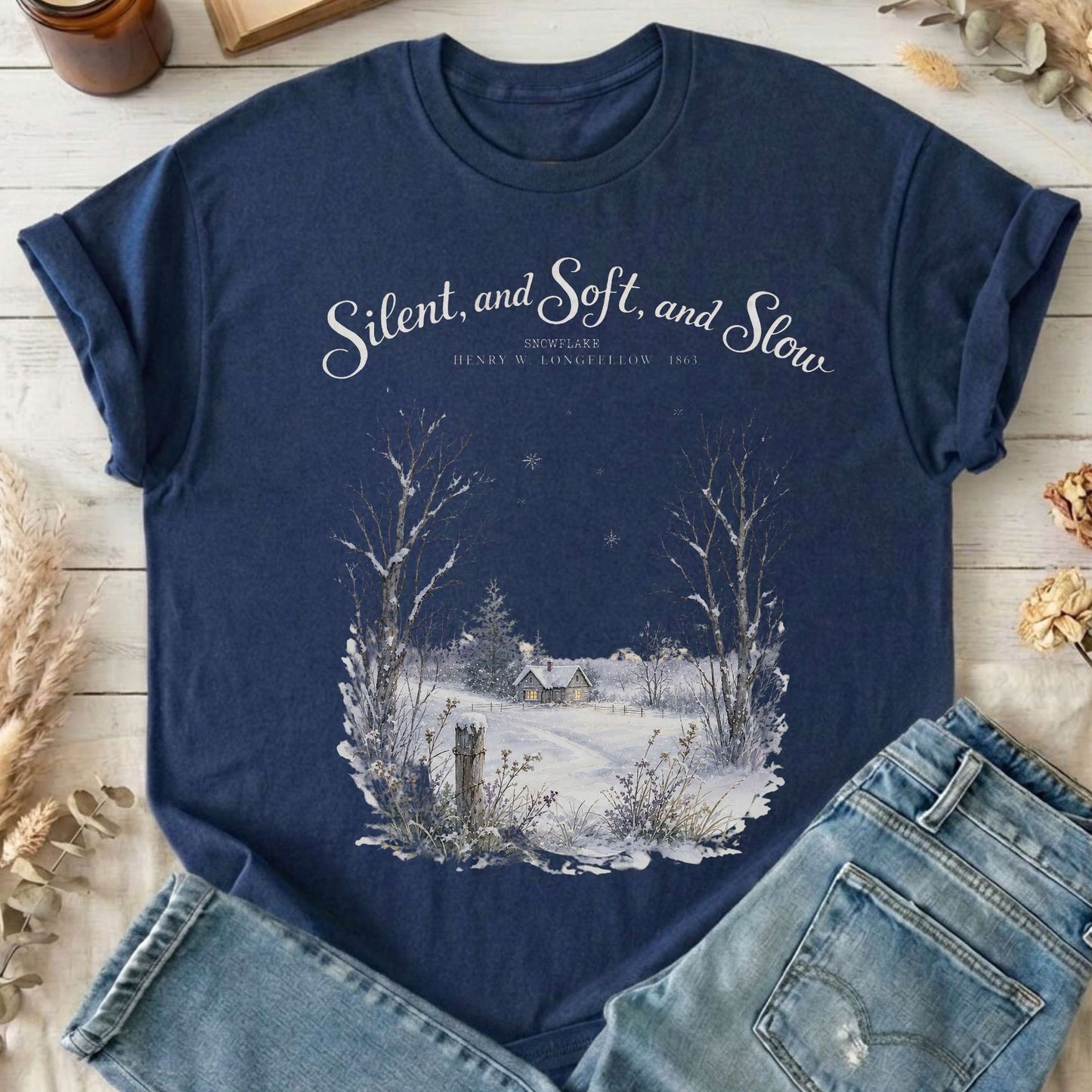 Silent and Soft, and Slow Henry Wadsworth Longfellow Literary T-Shirt