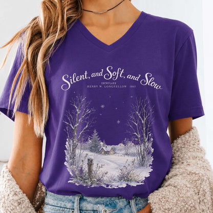 Silent and Soft, and Slow Henry Wadsworth Longfellow Literary V-Neck