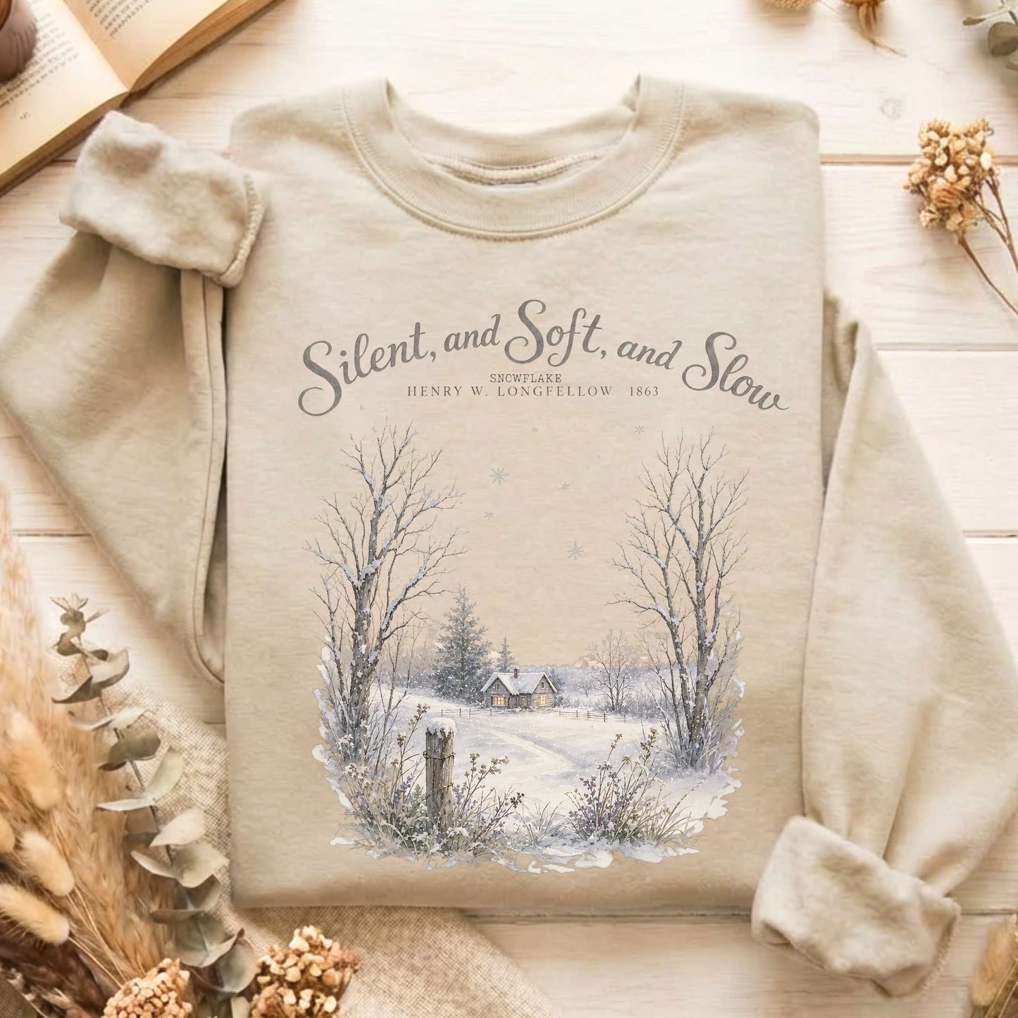 Silent and Soft, and Slow Henry Wadsworth Longfellow Literary Sweatshirt