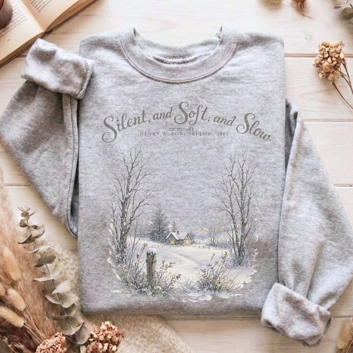 Silent and Soft, and Slow Henry Wadsworth Longfellow Literary Sweatshirt