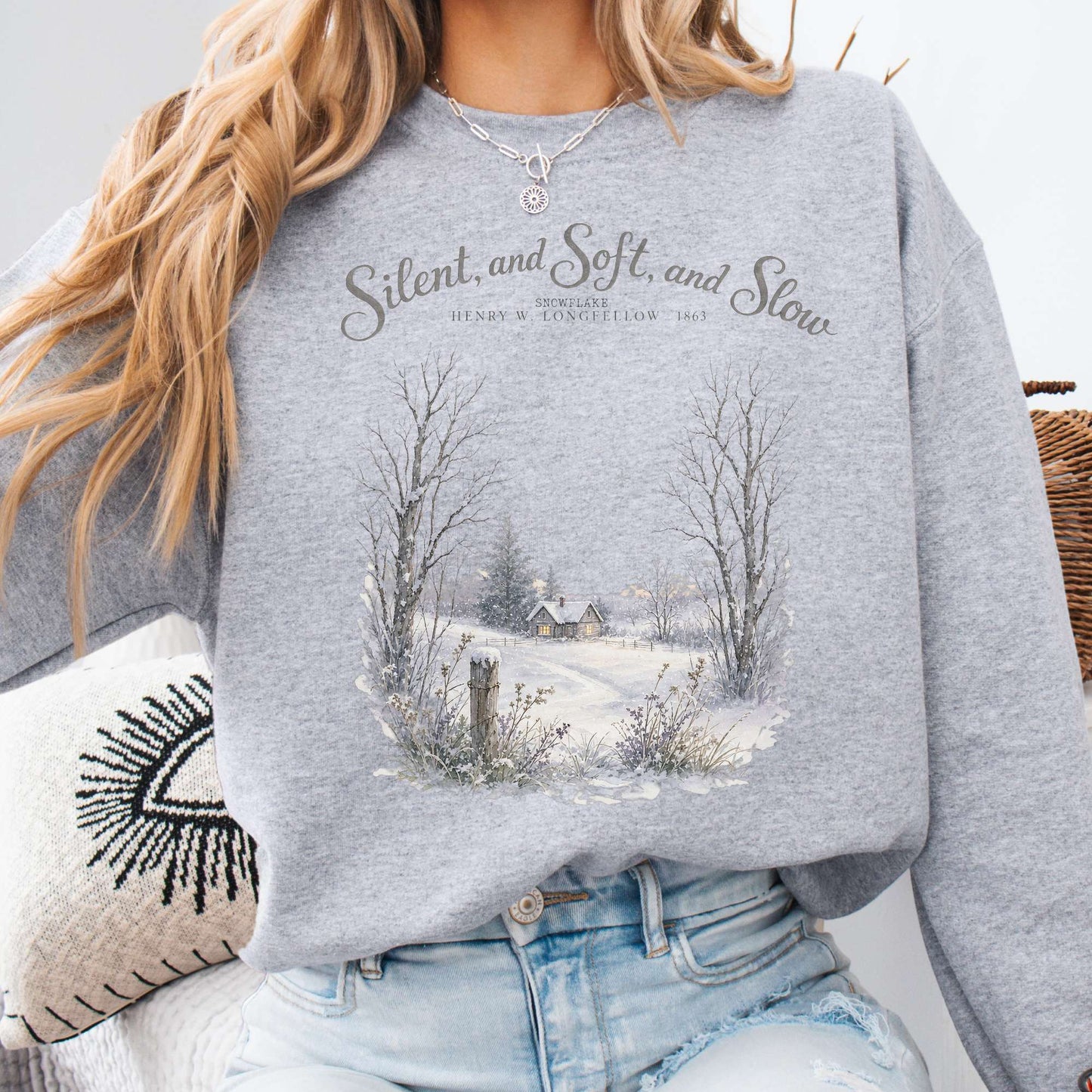 Silent and Soft, and Slow Henry Wadsworth Longfellow Literary Sweatshirt