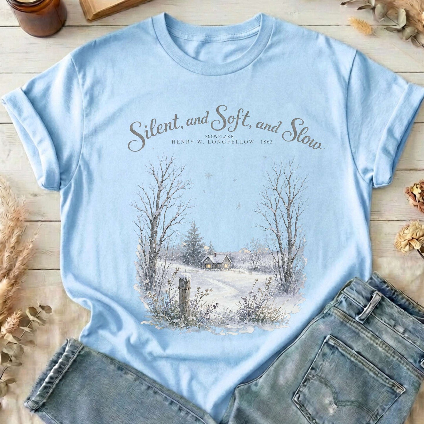 Silent and Soft, and Slow Henry Wadsworth Longfellow Literary T-Shirt