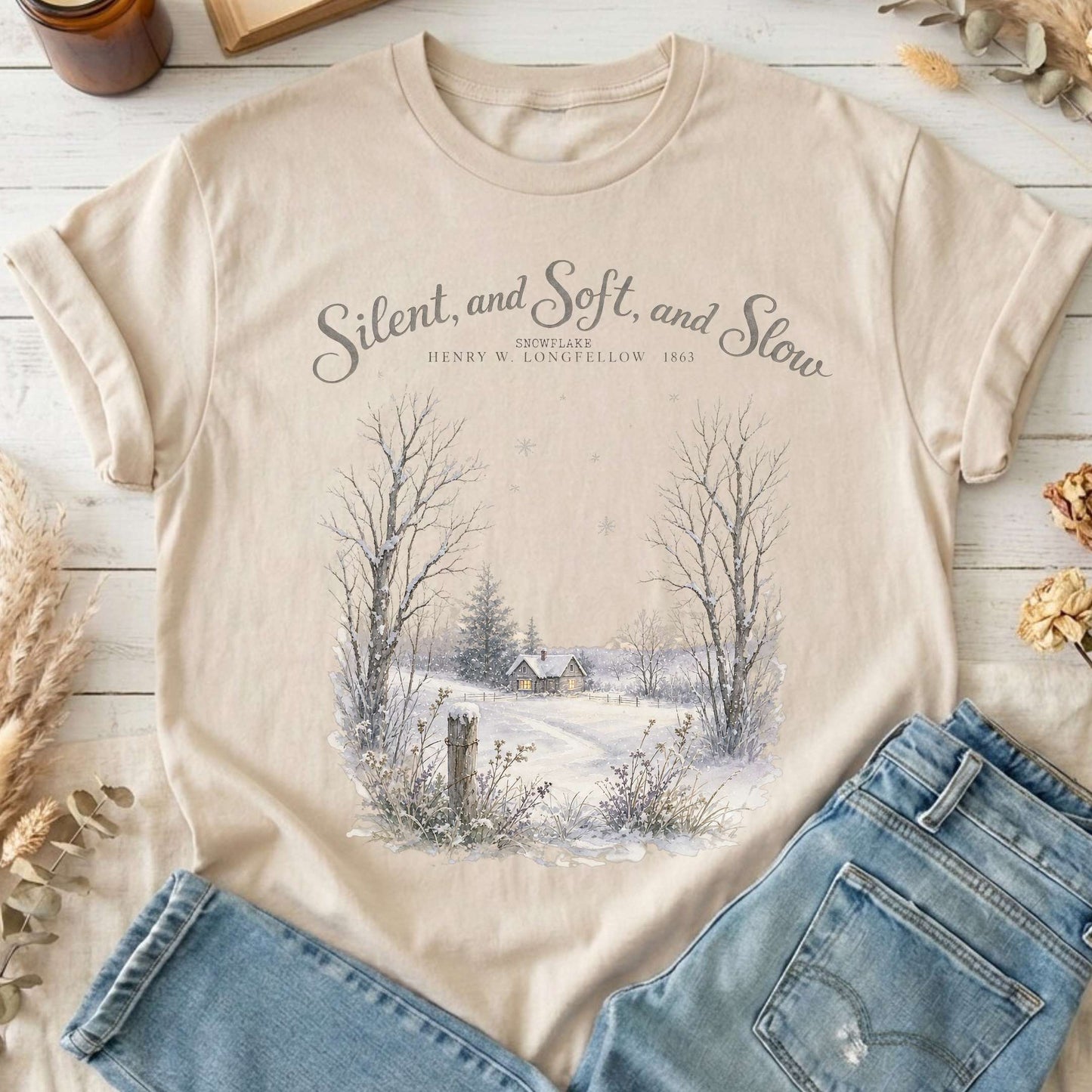 Silent and Soft, and Slow Henry Wadsworth Longfellow Literary T-Shirt