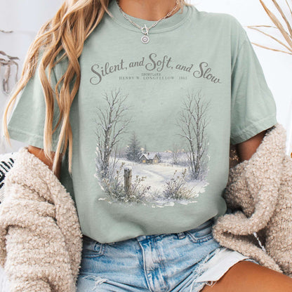 Silent and Soft, and Slow Henry Wadsworth Longfellow Literary T-Shirt