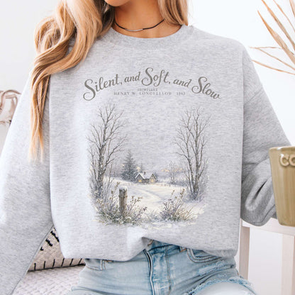 Ash - Silent and Soft, and Slow Henry Wadsworth Longfellow Literary Crewneck Sweatshirt