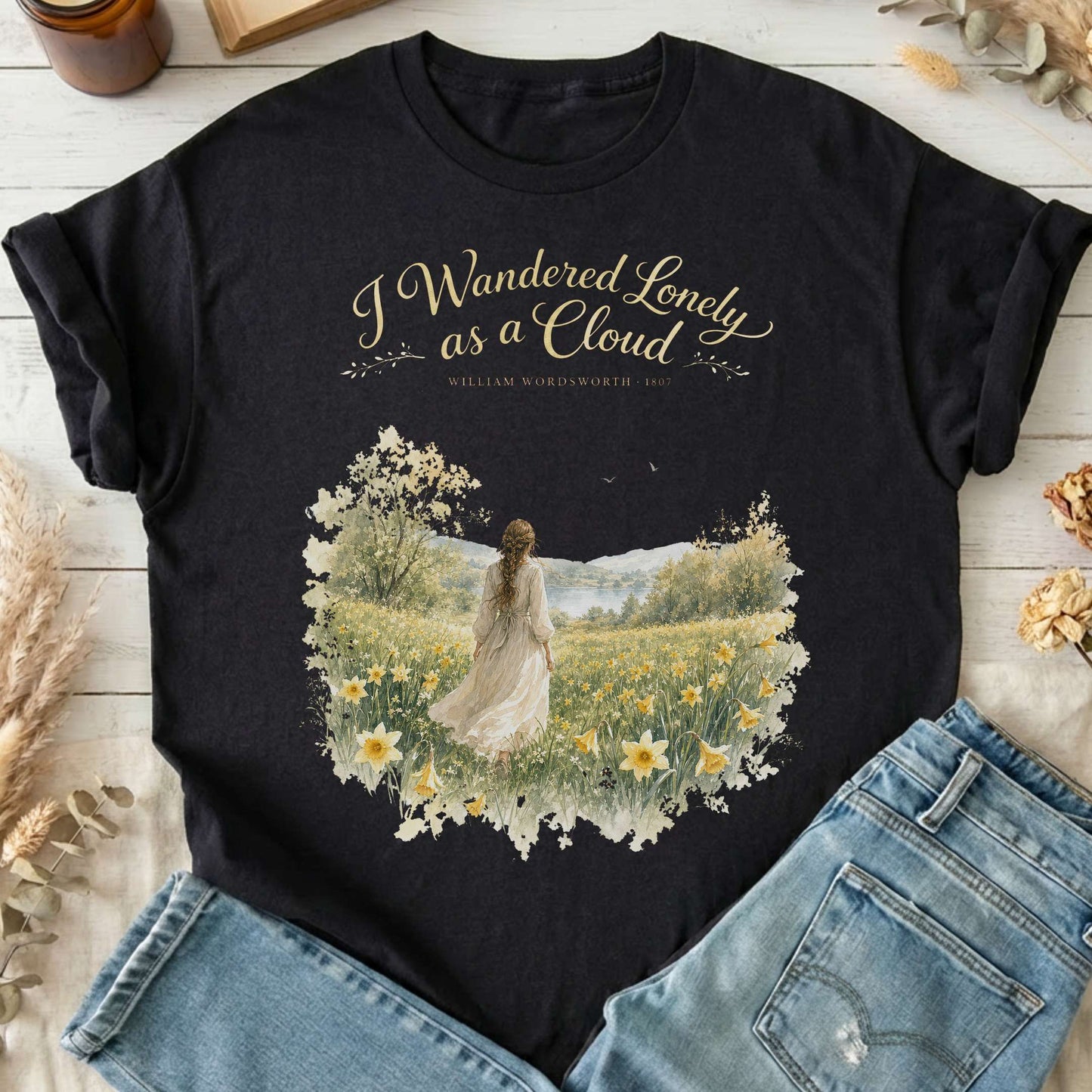 I Wandered Lonely as a Cloud Wordsworth Literary T-Shirt