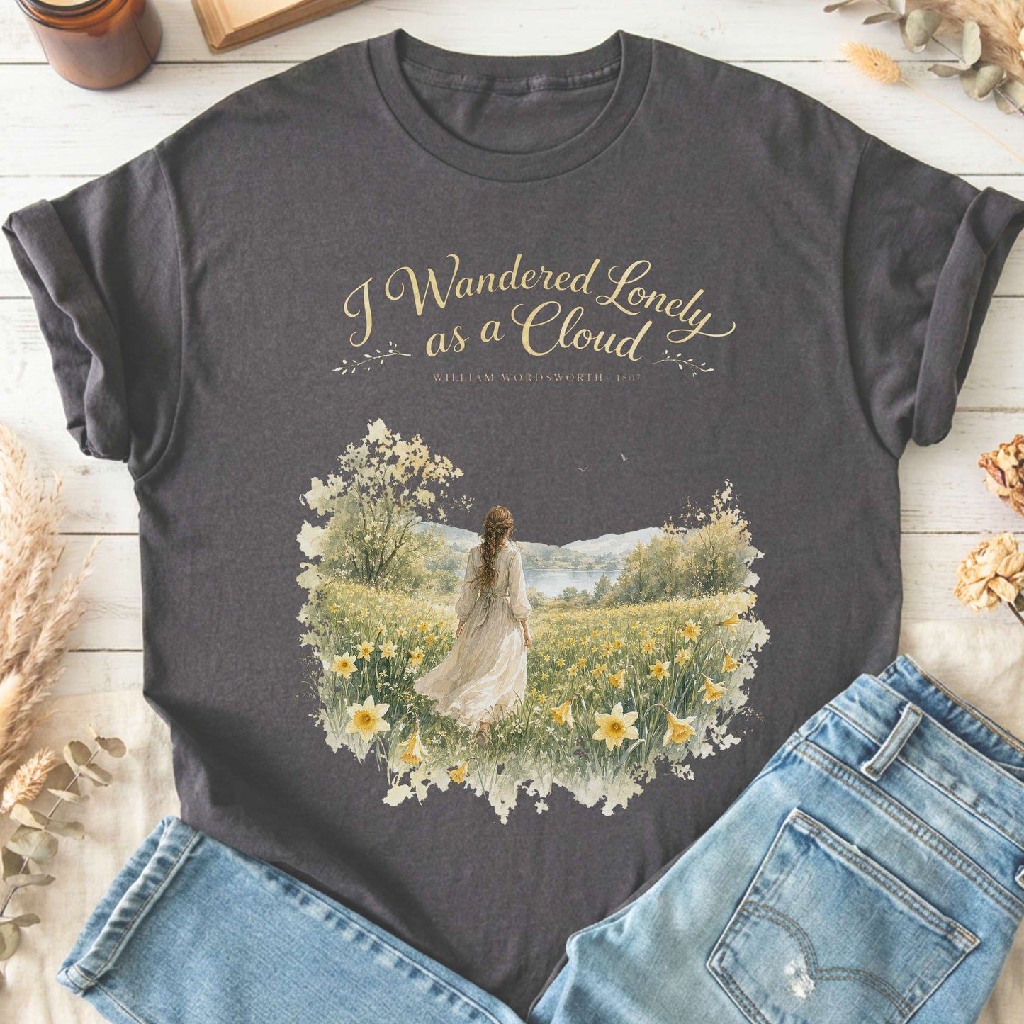 I Wandered Lonely as a Cloud Wordsworth Literary T-Shirt