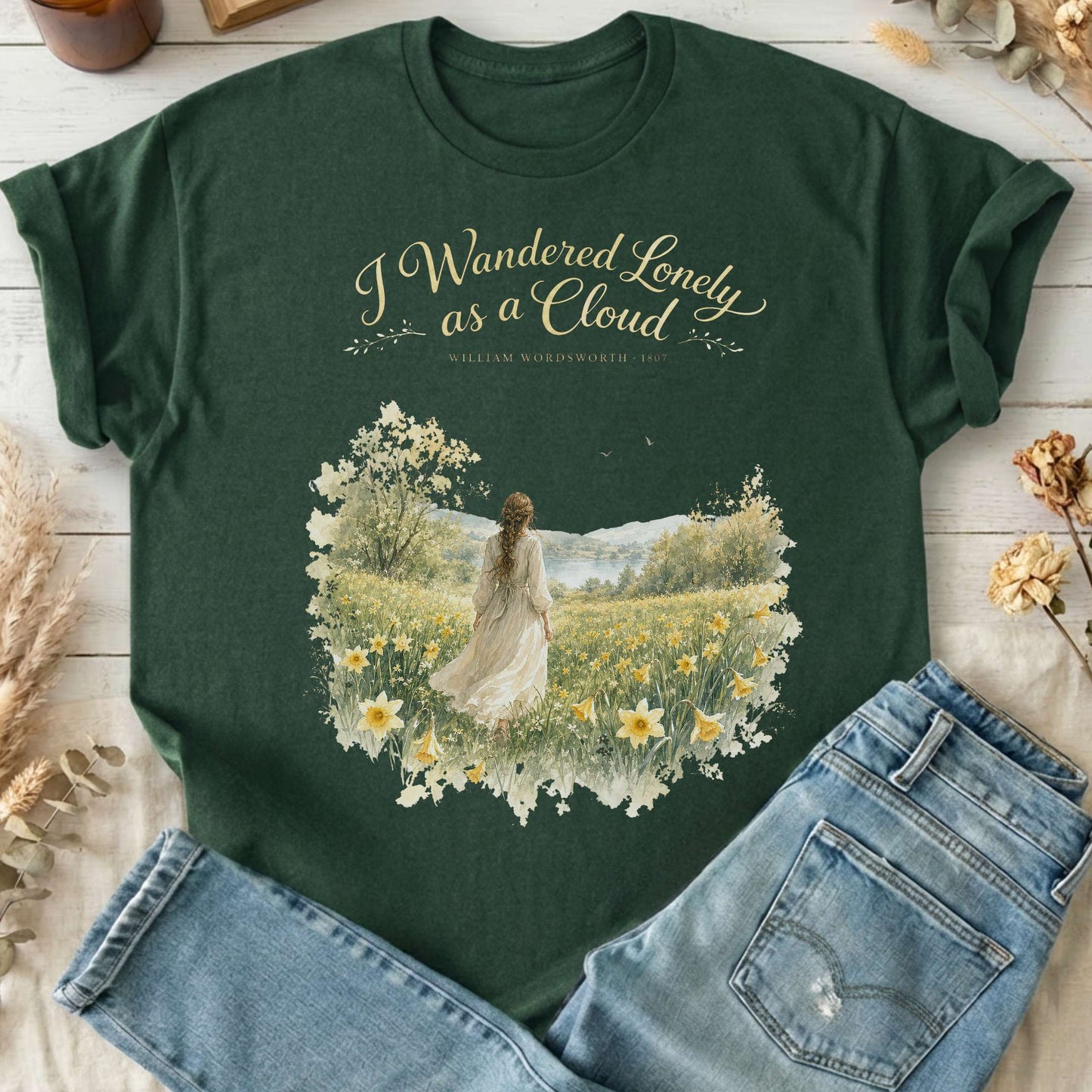 I Wandered Lonely as a Cloud Wordsworth Literary T-Shirt