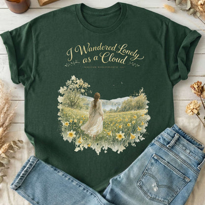 I Wandered Lonely as a Cloud Wordsworth Literary T-Shirt