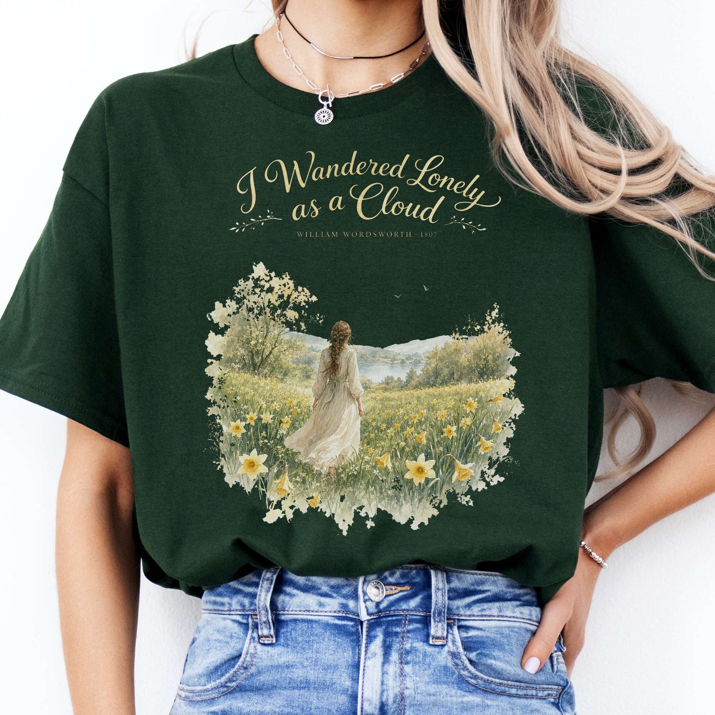 I Wandered Lonely as a Cloud Wordsworth Literary T-Shirt