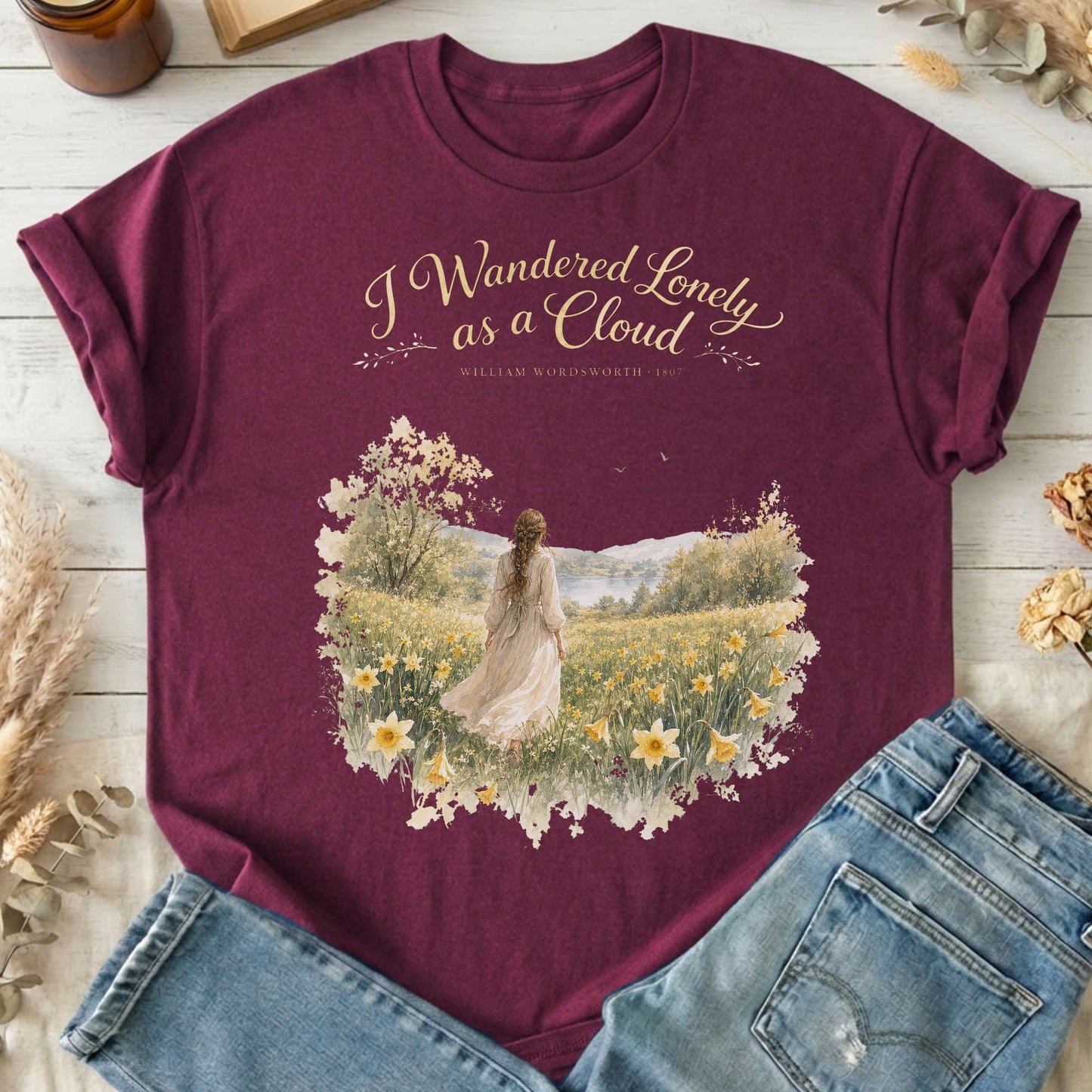 I Wandered Lonely as a Cloud Wordsworth Literary T-Shirt