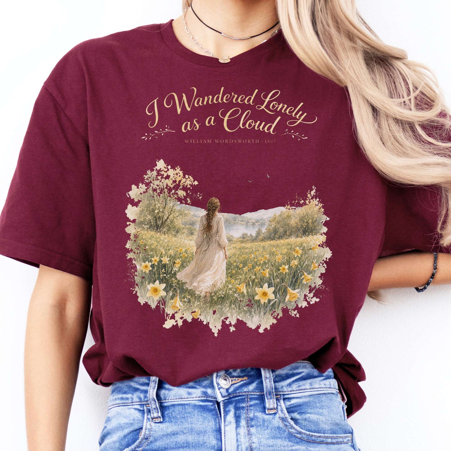 I Wandered Lonely as a Cloud Wordsworth Literary T-Shirt