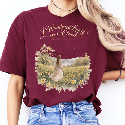 I Wandered Lonely as a Cloud Wordsworth Literary T-Shirt