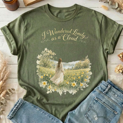 I Wandered Lonely as a Cloud Wordsworth Literary T-Shirt