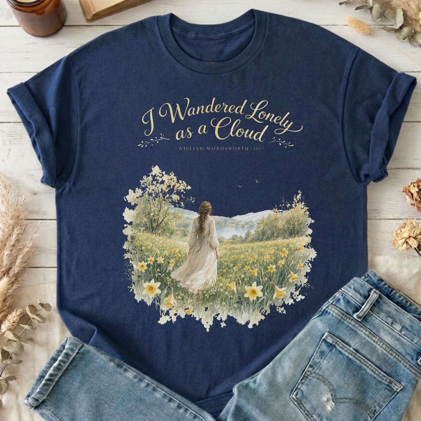 I Wandered Lonely as a Cloud Wordsworth Literary T-Shirt