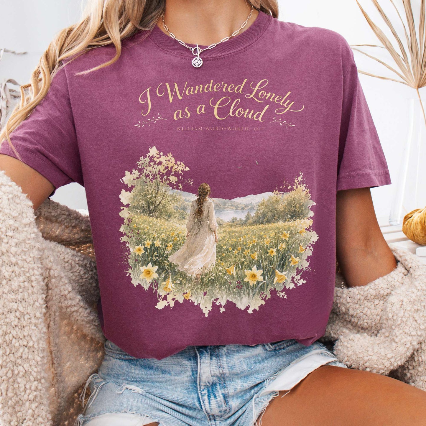 I Wandered Lonely as a Cloud Wordsworth Literary T-Shirt