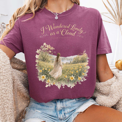 T-Shirt Berry / S I Wandered Lonely as a Cloud Wordsworth Literary T-Shirt The Mystic Eden