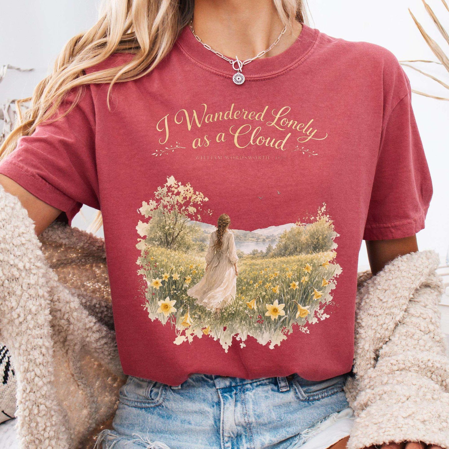 I Wandered Lonely as a Cloud Wordsworth Literary T-Shirt