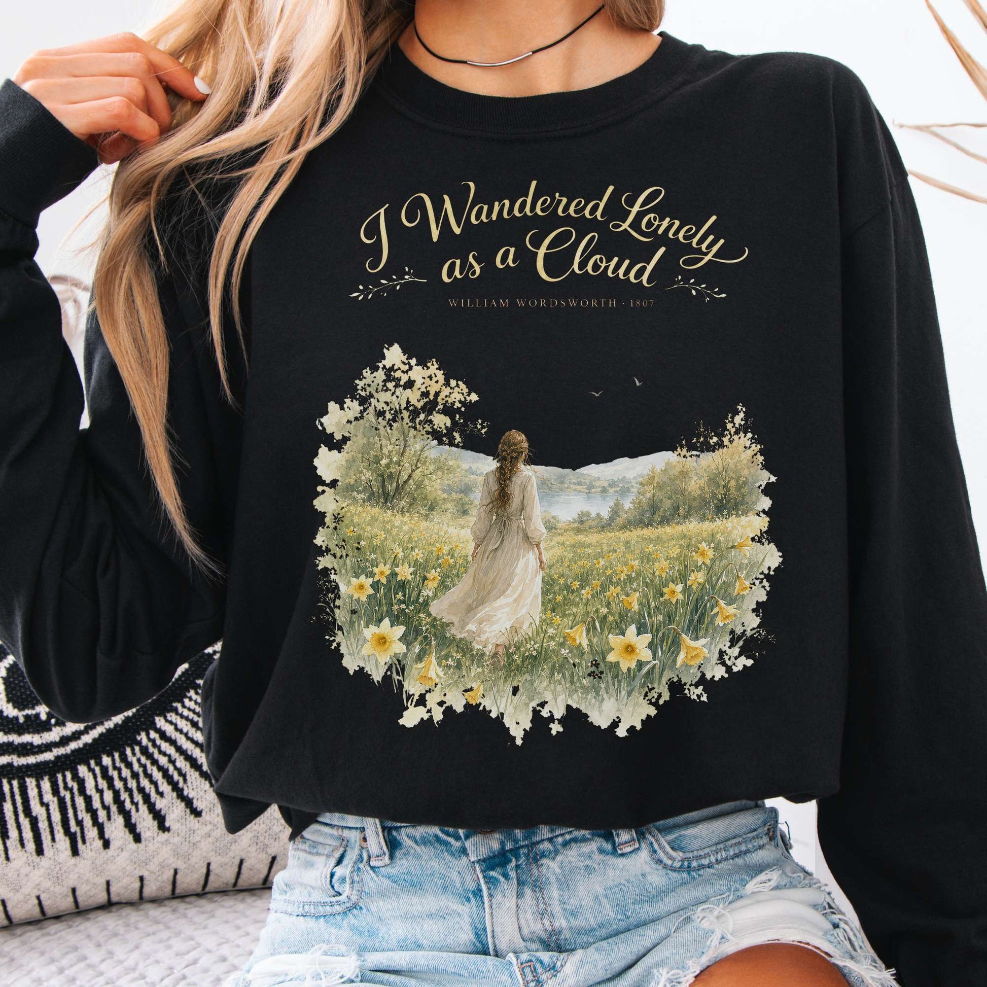 Long-sleeve Black / S I Wandered Lonely as a Cloud Wordsworth Literary Long Sleeve The Mystic Eden