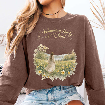 Long-sleeve Espresso / S I Wandered Lonely as a Cloud Wordsworth Literary Long Sleeve The Mystic Eden