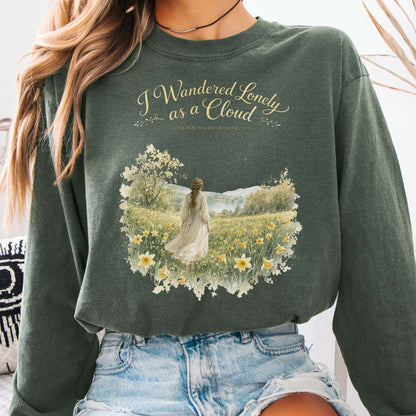 Long-sleeve Hemp / S I Wandered Lonely as a Cloud Wordsworth Literary Long Sleeve The Mystic Eden