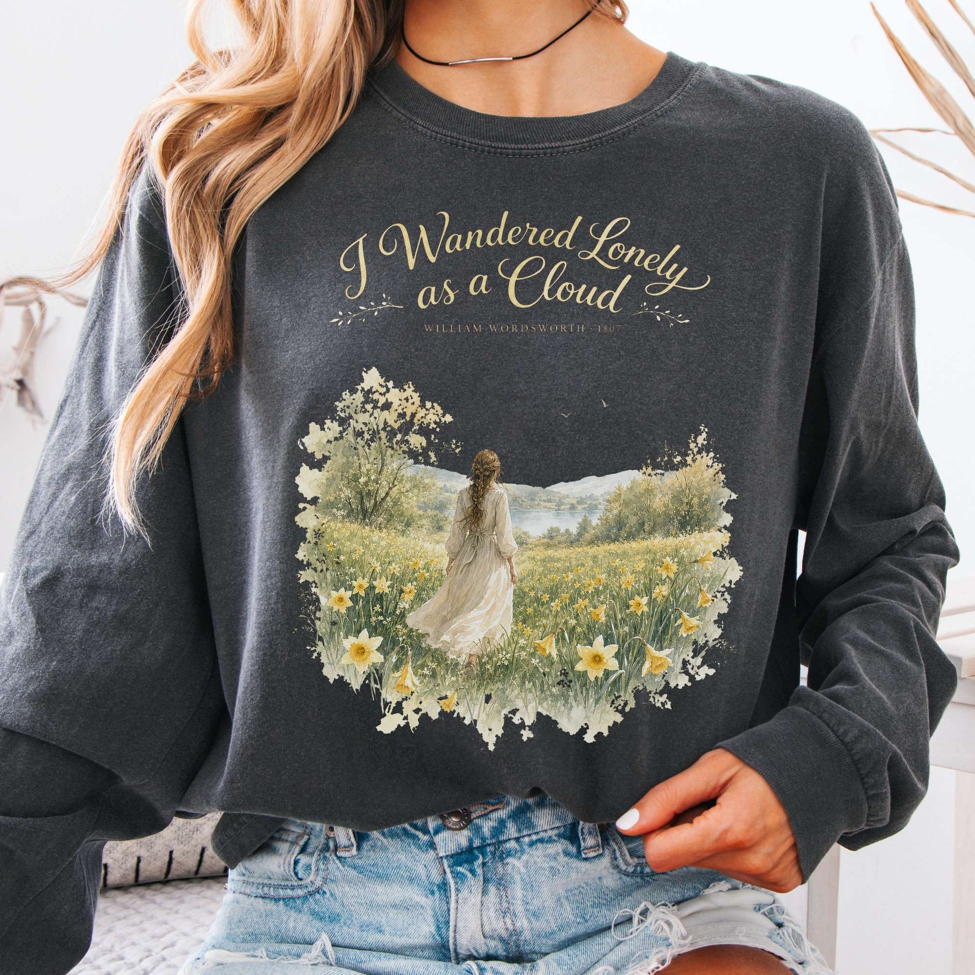 Long-sleeve Pepper / S I Wandered Lonely as a Cloud Wordsworth Literary Long Sleeve The Mystic Eden