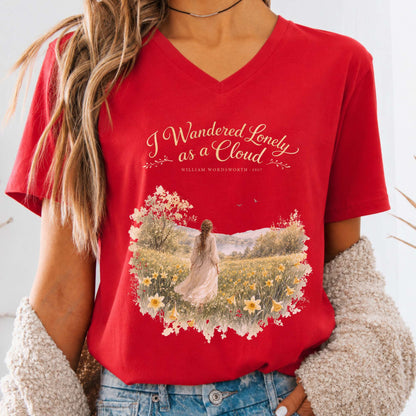 I Wandered Lonely as a Cloud Wordsworth Literary V-Neck