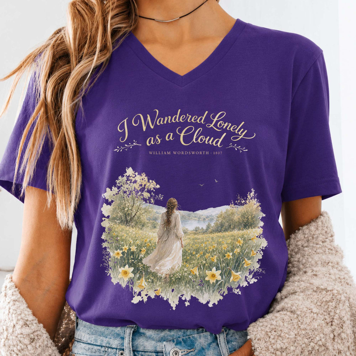 I Wandered Lonely as a Cloud Wordsworth Literary V-Neck