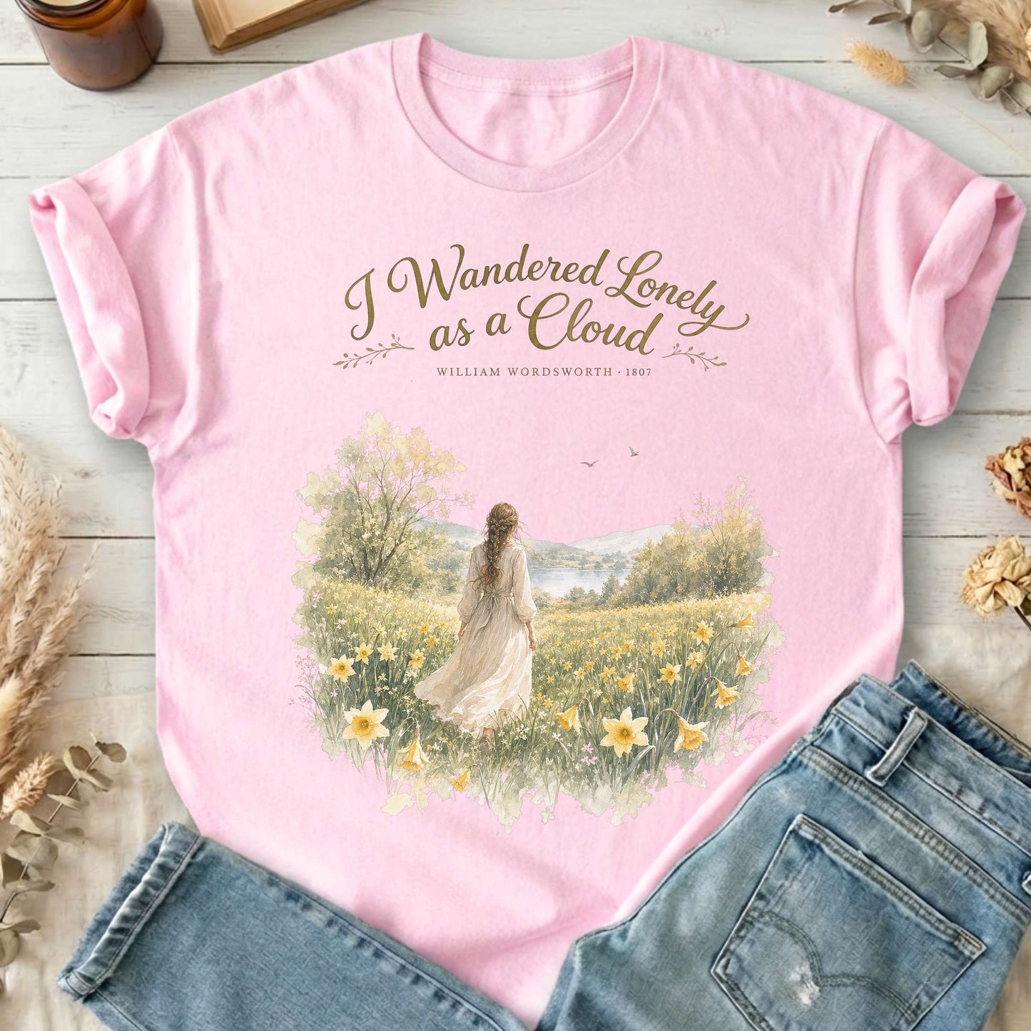 I Wandered Lonely as a Cloud Wordsworth Literary T-Shirt