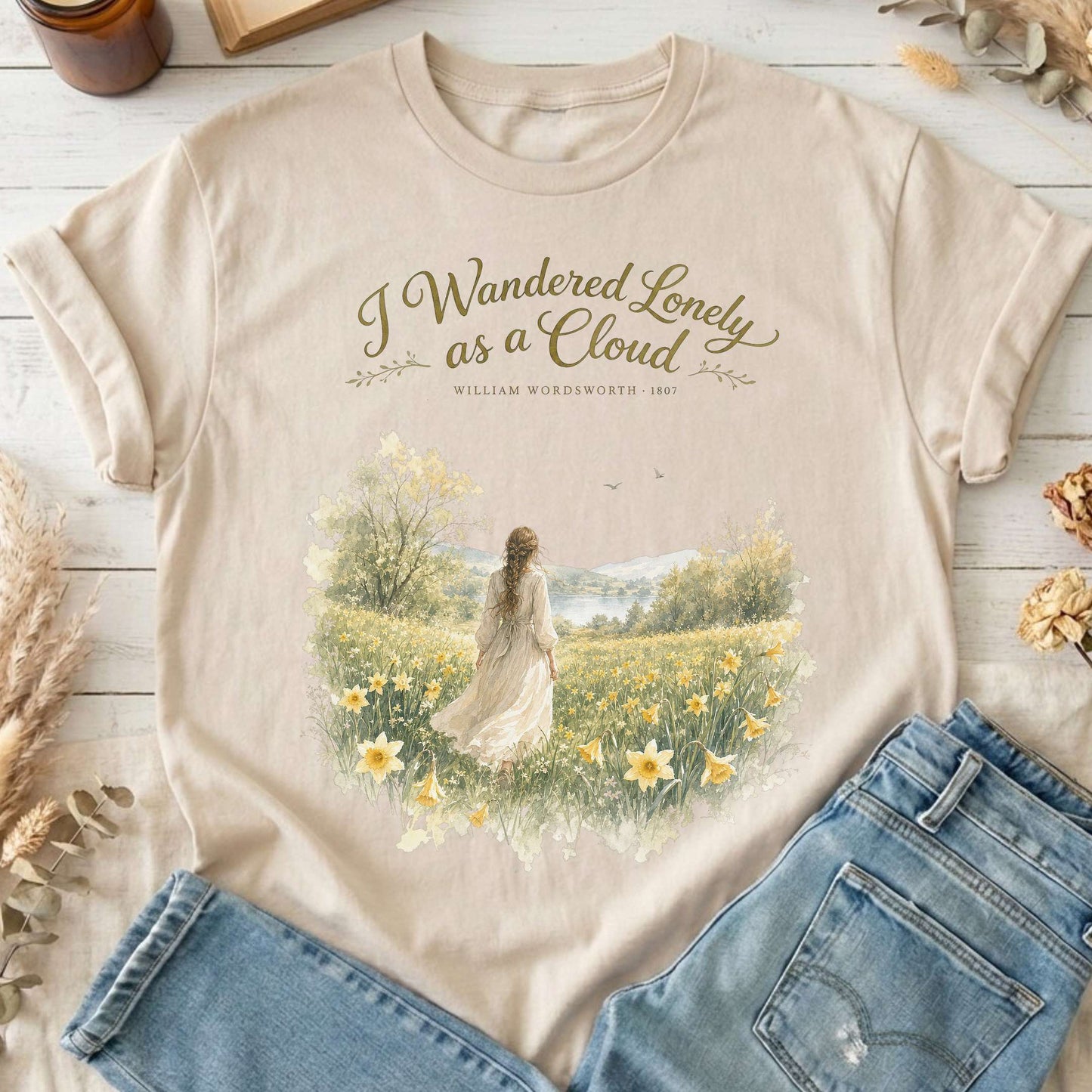 I Wandered Lonely as a Cloud Wordsworth Literary T-Shirt