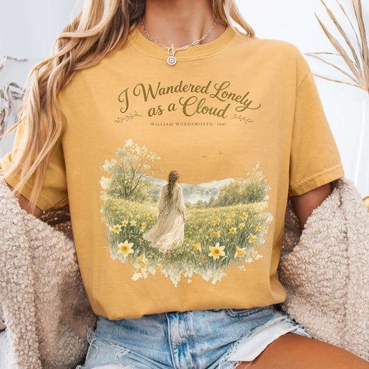 T-Shirt Mustard / S I Wandered Lonely as a Cloud Wordsworth Literary T-Shirt The Mystic Eden