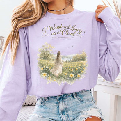 Long-sleeve Orchid / S I Wandered Lonely as a Cloud Wordsworth Literary Long Sleeve The Mystic Eden