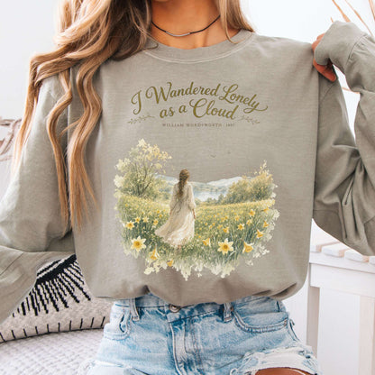 Long-sleeve Sandstone / S I Wandered Lonely as a Cloud Wordsworth Literary Long Sleeve The Mystic Eden