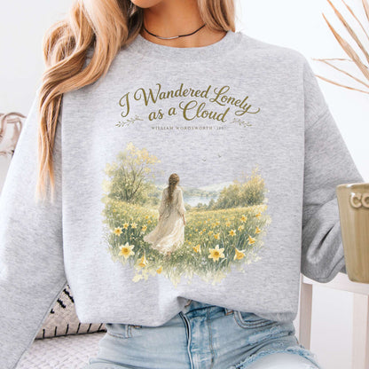 Sweatshirt Ash / S I Wandered Lonely as a Cloud Wordsworth Literary Crewneck Sweatshirt The Mystic Eden