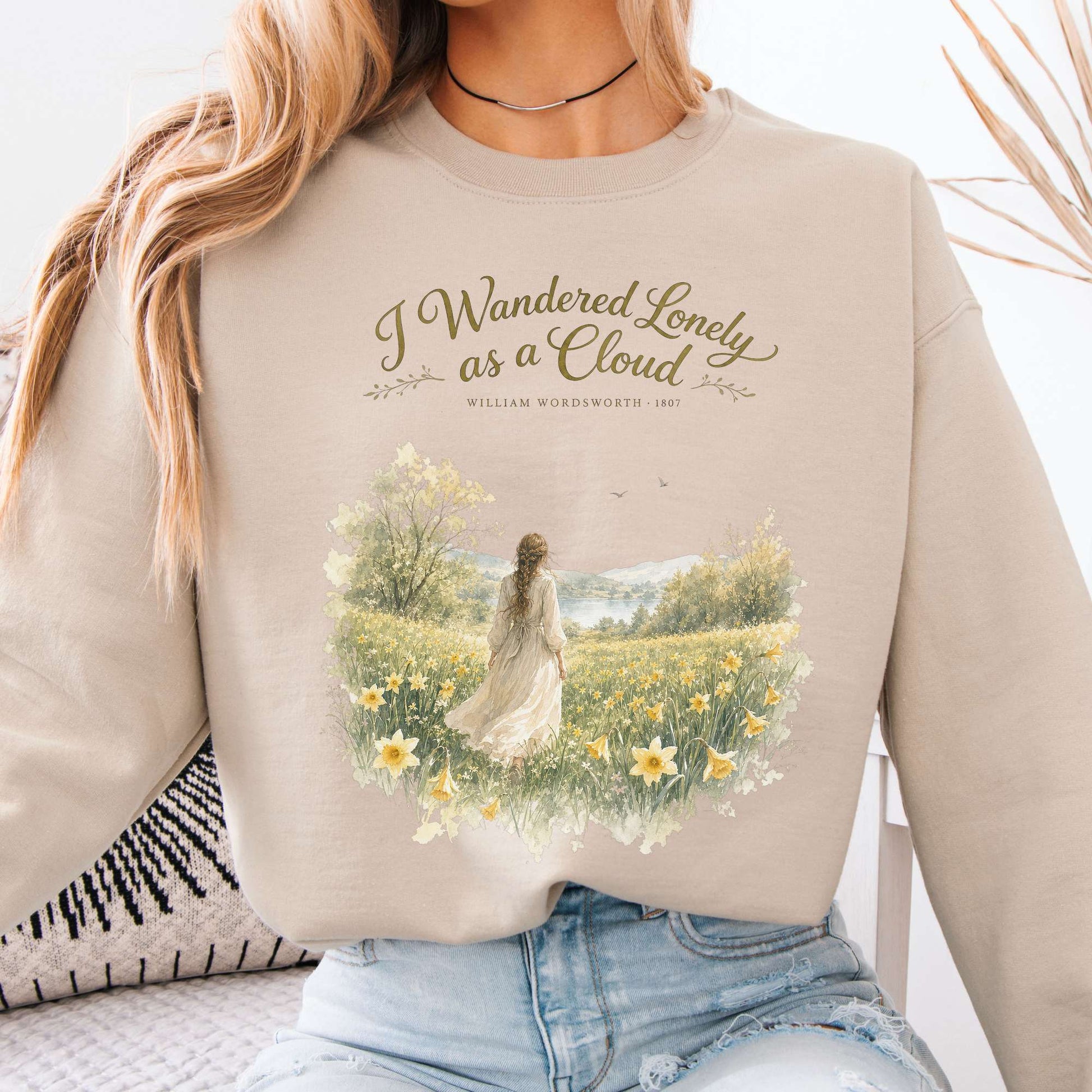 Sweatshirt Sand / S I Wandered Lonely as a Cloud Wordsworth Literary Crewneck Sweatshirt The Mystic Eden
