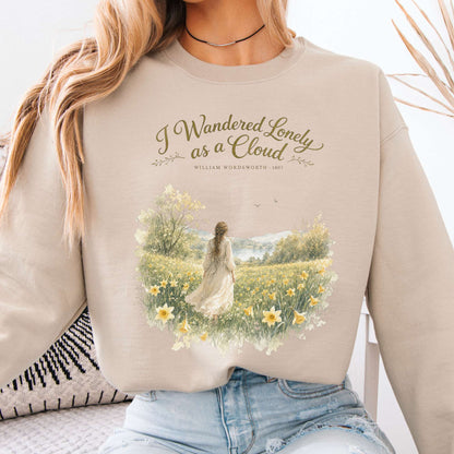 Sweatshirt Sand / S I Wandered Lonely as a Cloud Wordsworth Literary Crewneck Sweatshirt The Mystic Eden
