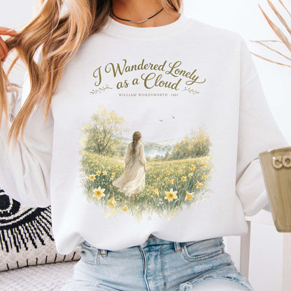 Sweatshirt White / S I Wandered Lonely as a Cloud Wordsworth Literary Crewneck Sweatshirt The Mystic Eden