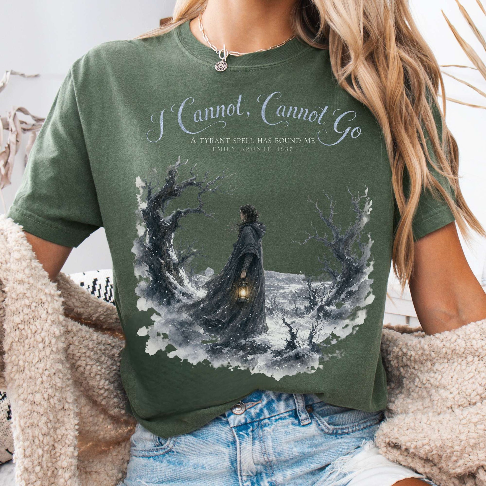T-Shirt Moss / S I Cannot, Cannot Go Emily Brontë Literary T-Shirt The Mystic Eden