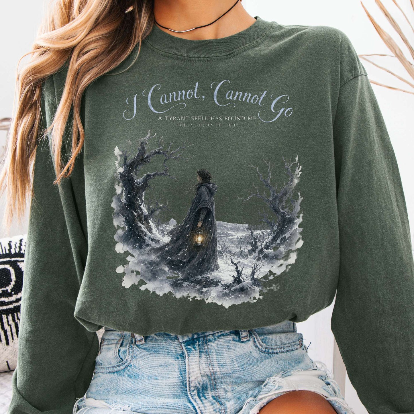 Long-sleeve Hemp / S I Cannot, Cannot Go Emily Brontë Literary Long Sleeve The Mystic Eden