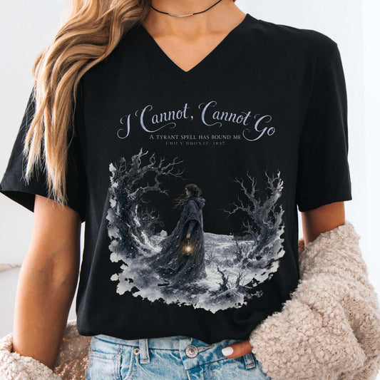 V-neck Black / S I Cannot, Cannot Go Emily Brontë Literary V-Neck The Mystic Eden