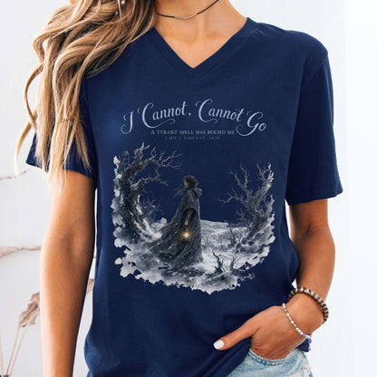 V-neck Navy / S I Cannot, Cannot Go Emily Brontë Literary V-Neck The Mystic Eden
