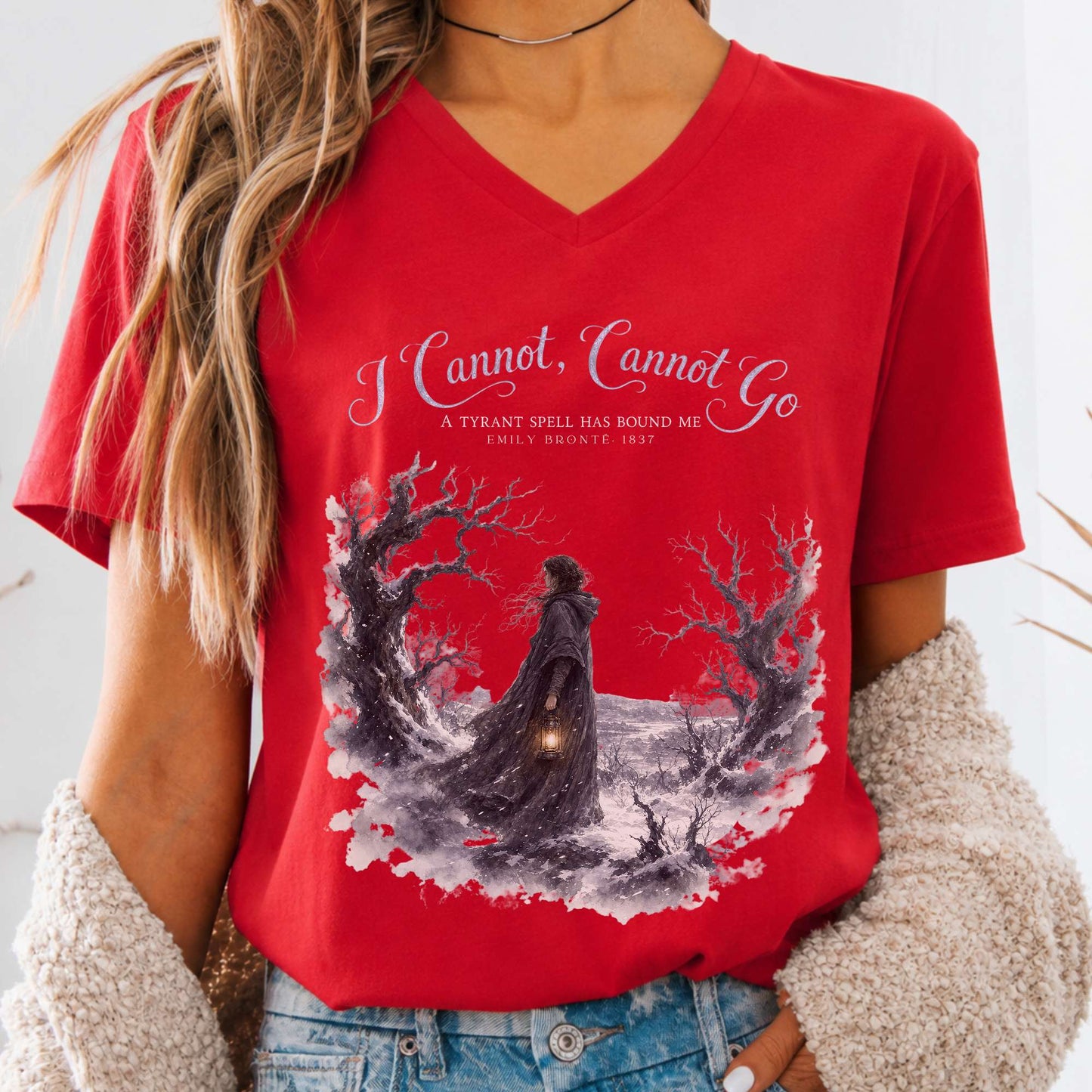 I Cannot, Cannot Go Emily Brontë Literary V-Neck