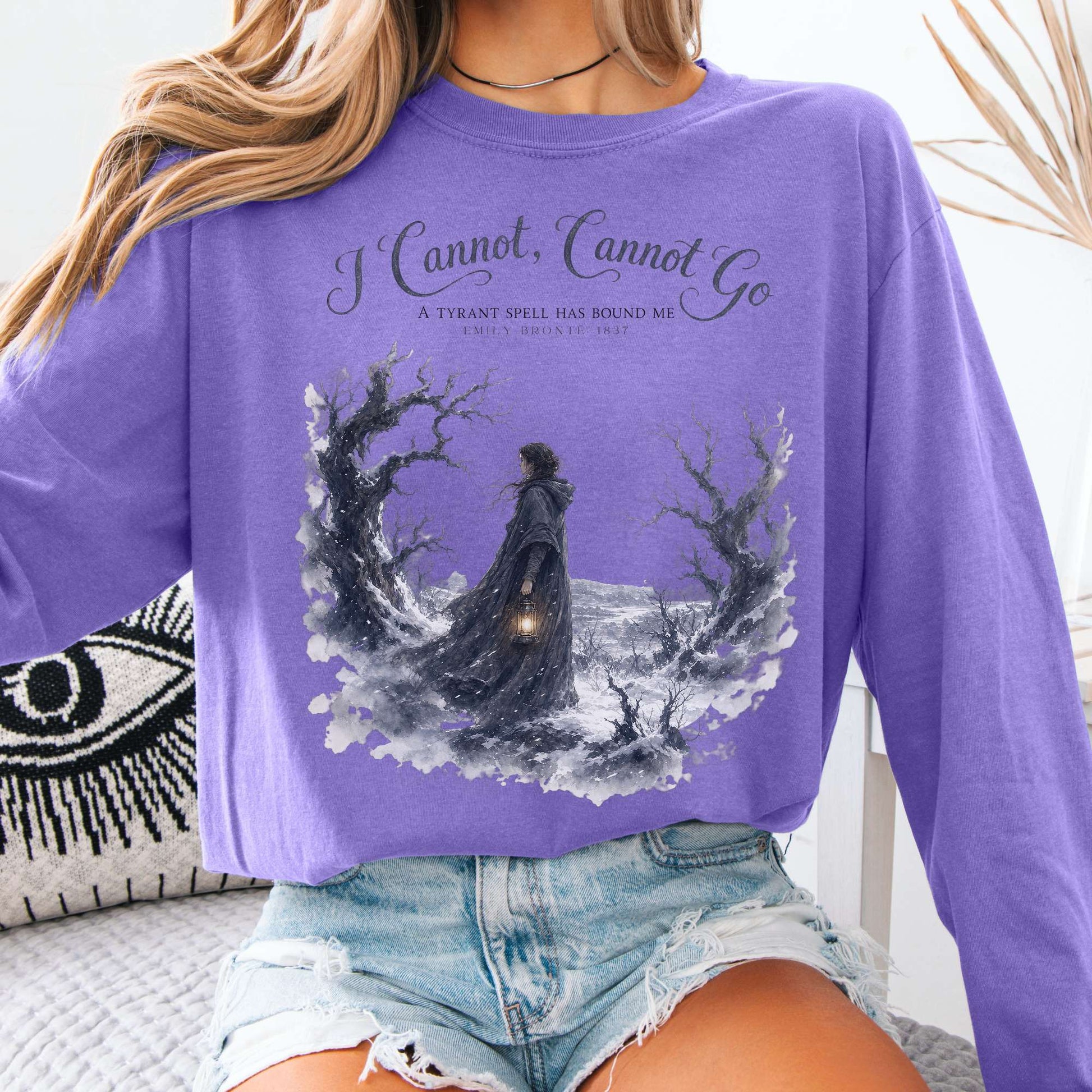 Long-sleeve Violet / S I Cannot, Cannot Go Emily Brontë Literary Long Sleeve The Mystic Eden