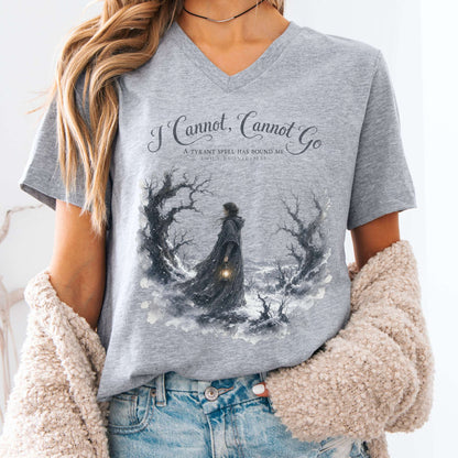 V-neck Athletic Heather / S I Cannot, Cannot Go Emily Brontë Literary V-Neck The Mystic Eden