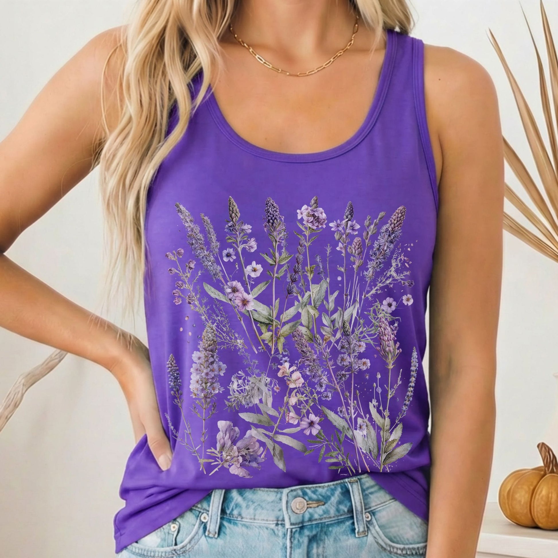 Tank Top Solid Purple Rush / XS Lavender Wildflower Women's Racerback Tank Top The Mystic Eden