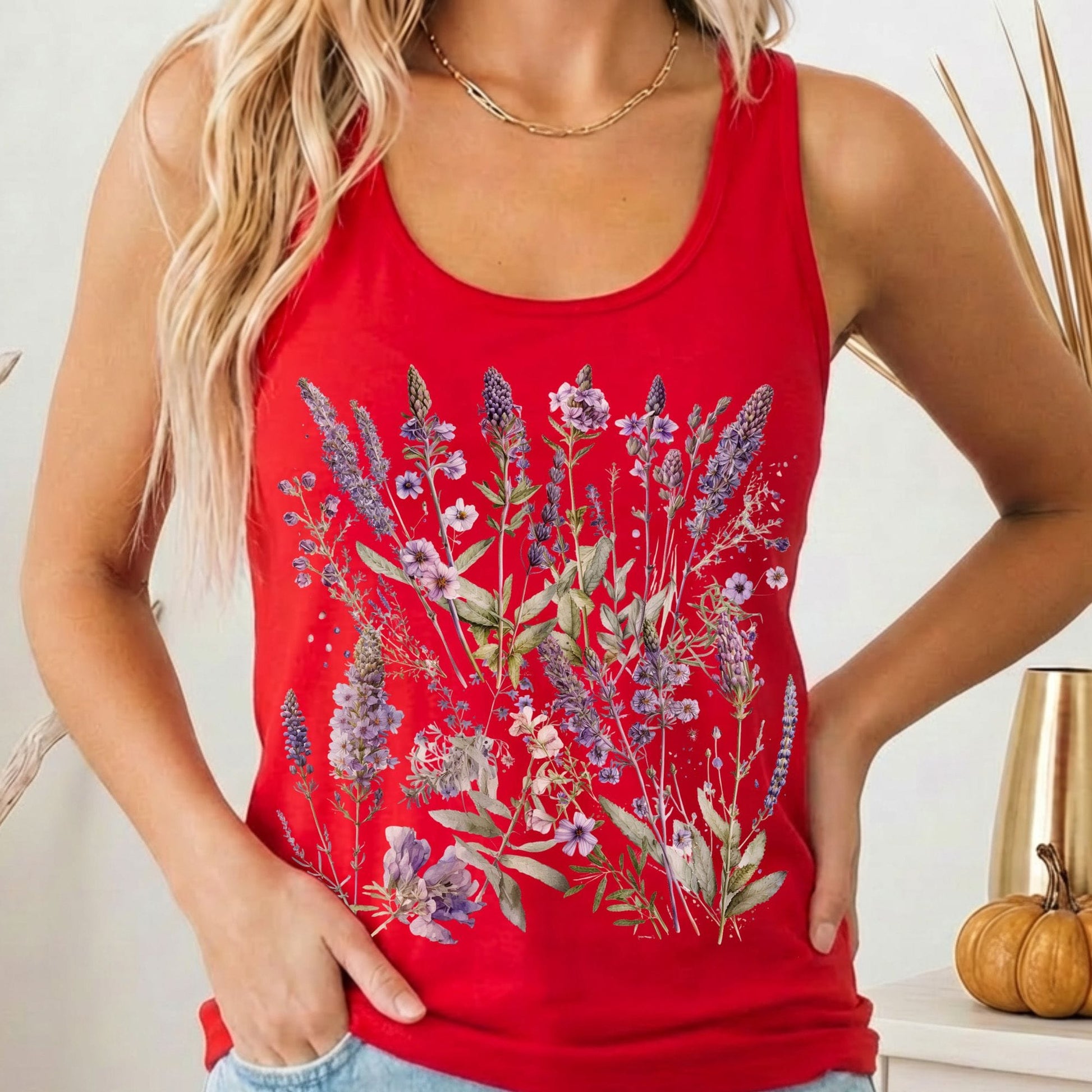 Tank Top Solid Red / XS Lavender Wildflower Women's Racerback Tank Top The Mystic Eden
