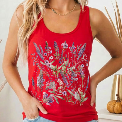 Tank Top Solid Red / XS Lavender Wildflower Women's Racerback Tank Top The Mystic Eden