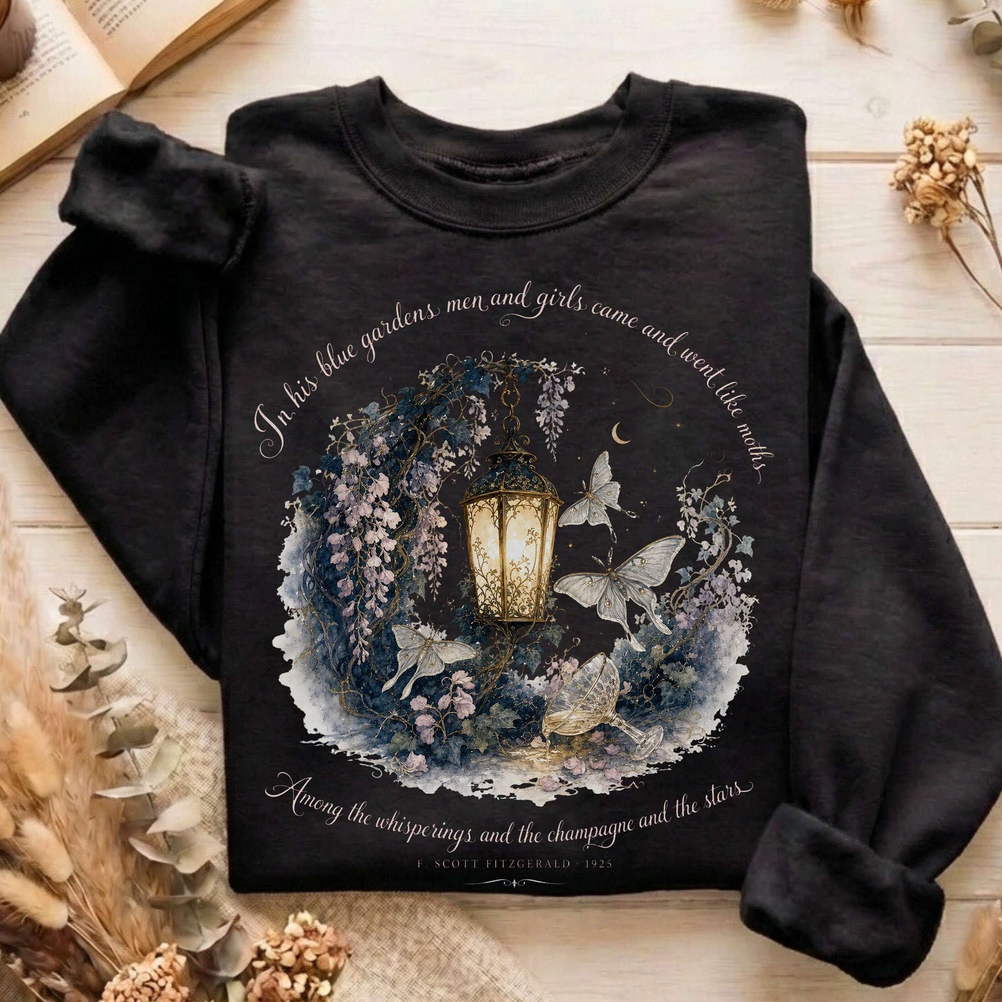 In His Blue Gardens The Great Gatsby Literary Sweatshirt