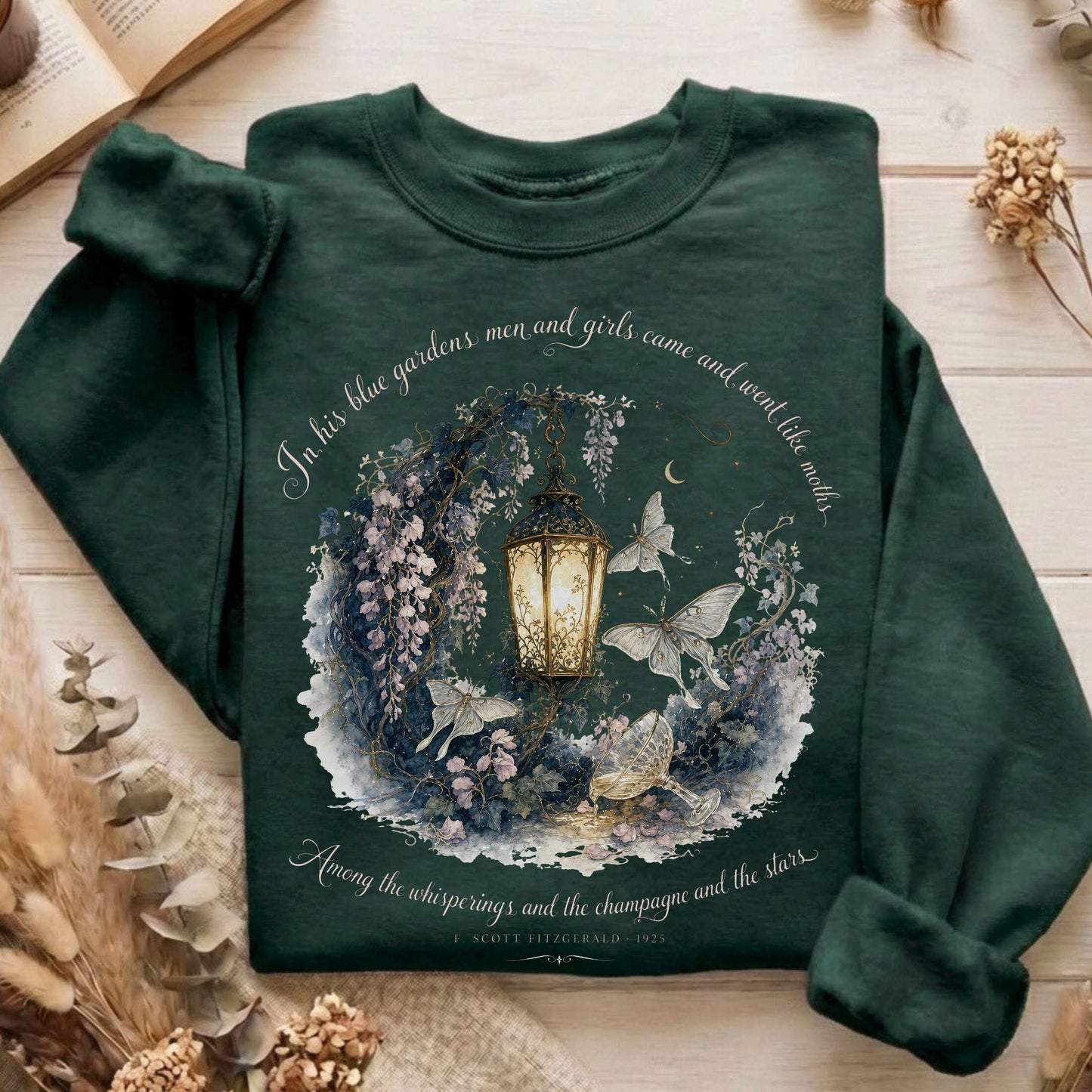In His Blue Gardens The Great Gatsby Literary Sweatshirt